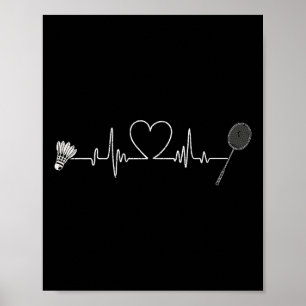 Badminton Herzschlag Lustiger Badminton  Poster
