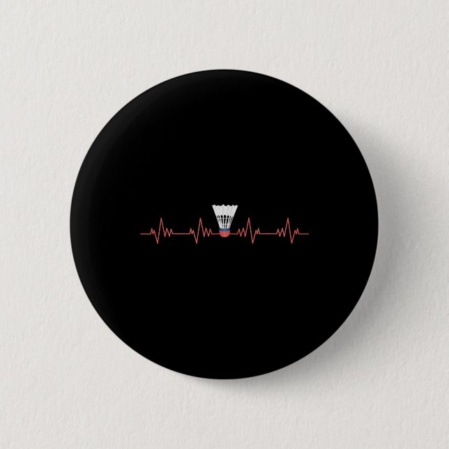 Badminton Herzschlag mit Federball für Badminton  Button (Vorderseite)