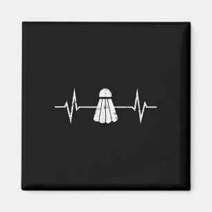 Badminton Herzschlag T-Shirt Grunge-Geschenk Spiel Magnet