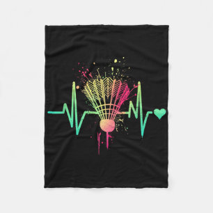 Badminton Herzschlag - Vintage Federball Badminton Fleecedecke