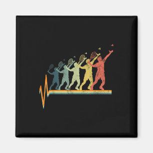 Badminton Herzschlag Vintage Retro Geschenk Magnet