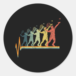 Badminton Herzschlag Vintage Retro Geschenk Runder Aufkleber