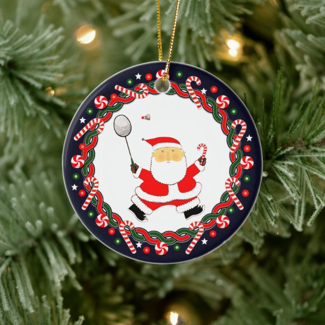 Badminton Holiday Keramik Ornament (Baum)