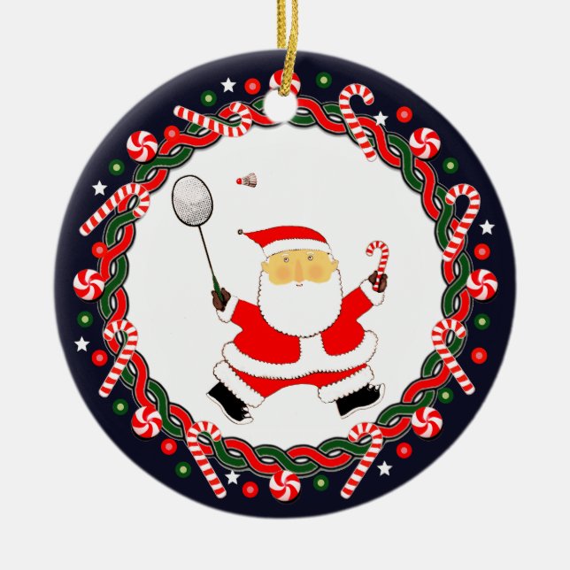 Badminton Holiday Keramik Ornament (Vorne)