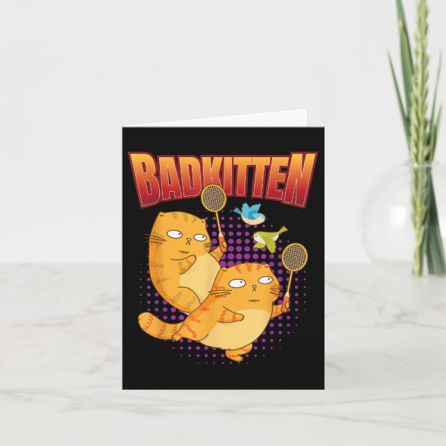 Badminton I Badkitten Cat I Badminton Racket Shutt Karte (Vorderseite)