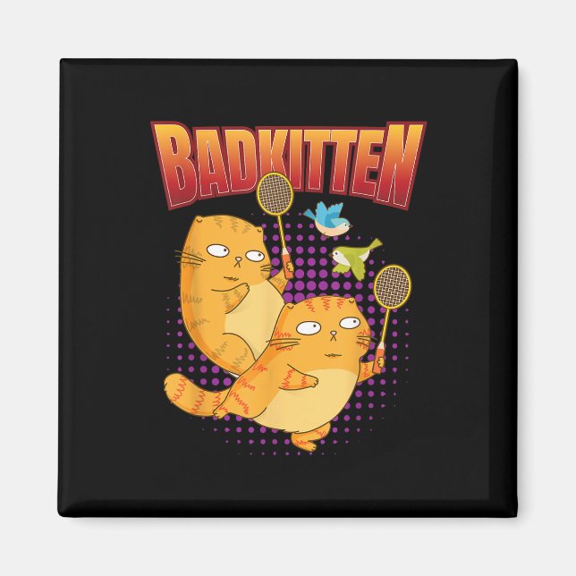 Badminton I Badkitten Cat I Badminton Racket Shutt Magnet (Vorne)