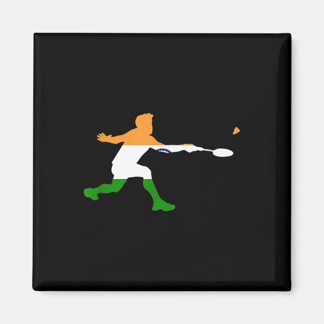 Badminton Indian Flag Racquet Shuttle Men Player Magnet (Vorne)