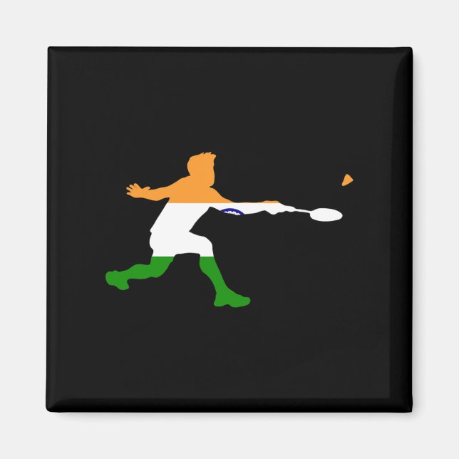 Badminton Indian Flag Racquet Shuttle Men Player Magnet (Vorne)