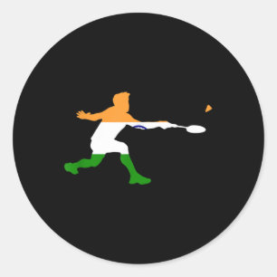 Badminton Indische Flagge Schläger Federball Männe Runder Aufkleber
