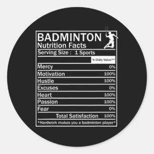 Badminton Ingredients Label Funny Runder Aufkleber