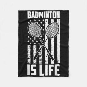 Badminton ist Leben - Vintage amerikanische Flagge Fleecedecke