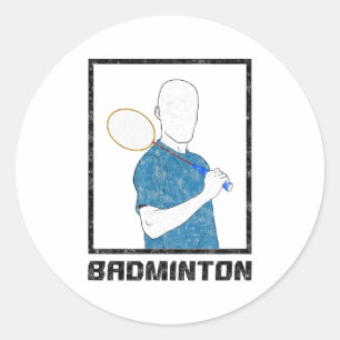 Badminton Junge Schläger Sport Mann Schläge Runder Aufkleber