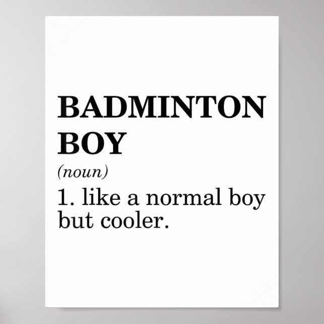 Badminton-Junge Substantiv Definition Federball Ba Poster (Vorne)