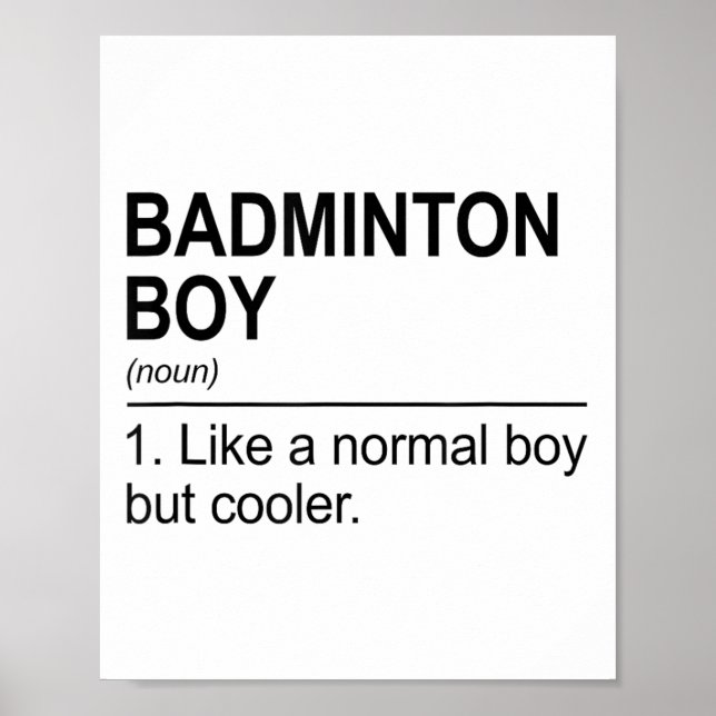 Badminton-Junge Substantiv Definition Federball Ba Poster (Vorne)