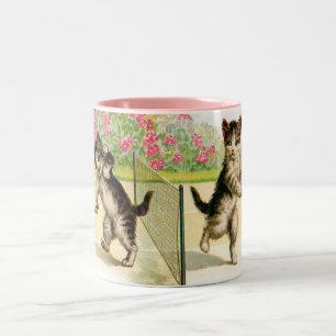 Badminton-Kätzchen-Vintage Kunst-Tasse Zweifarbige Tasse