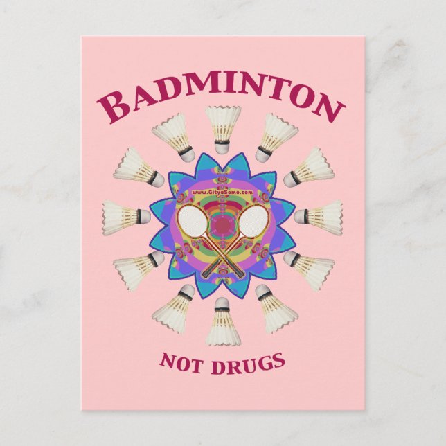 Badminton Keine Drogen Postkarte (Vorderseite)