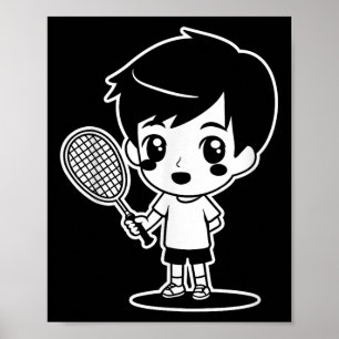 Badminton-Kind Cartoon-Schläger Sport-Shuttle Poster