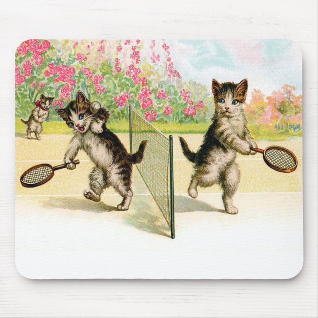 Badminton Kittens Vintag Art Mouse Pad Mousepad (Vorne)