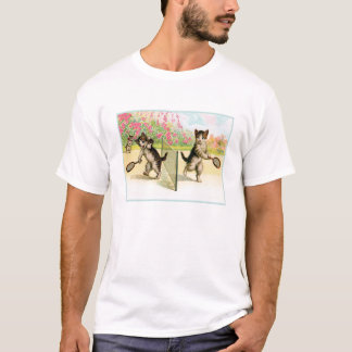 Badminton Kittens Vintag Art T - Shirt