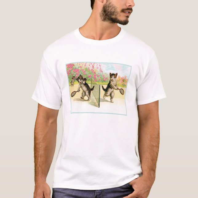 Badminton Kittens Vintag Art T - Shirt (Vorderseite)