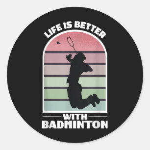 Badminton Leben Lustiger Federball Retro-Spiel Runder Aufkleber