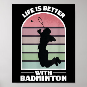 Badminton Leben Lustiges Shuttle Retro Spiel  Poster
