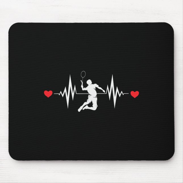 Badminton liebt Heartbeat Kleidung Mousepad (Vorne)