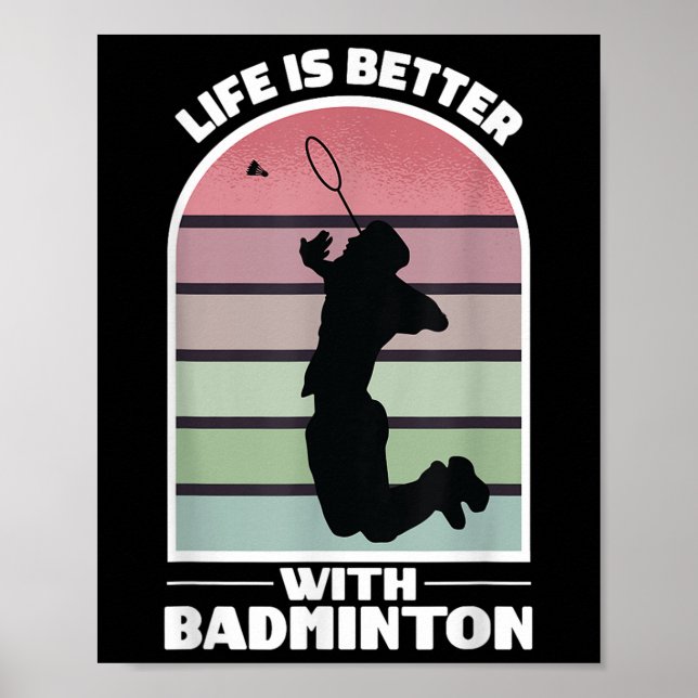 Badminton Life Funny Shuttle Retro Game  Poster (Vorne)