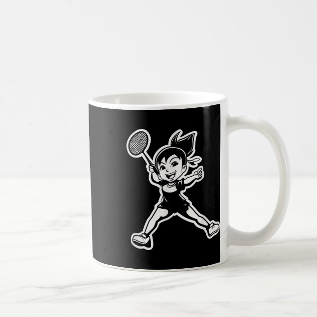 Badminton Mädchen Comic Shuttle Spieler  Kaffeetasse (Rechts)