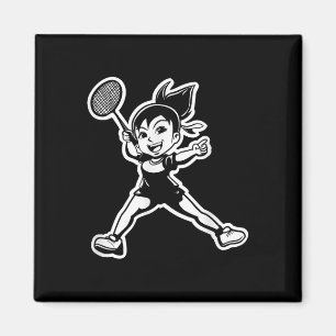 Badminton Mädchen Comic Shuttle Spieler  Magnet