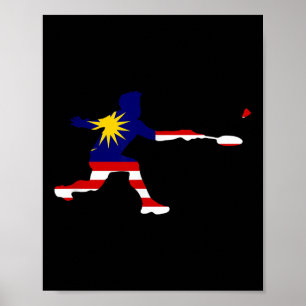 Badminton Malaysischer Flagge Schläger Federball M Poster