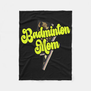 Badminton Mama Leopard Bolt Thunder Vintag Sports Fleecedecke