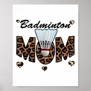 Badminton Mama Leopard Funny Badminton Mama Mütter Poster