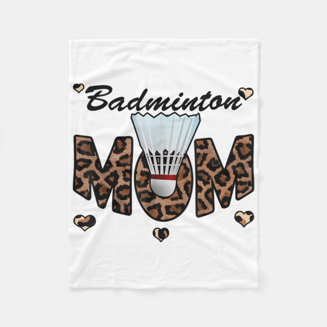 Badminton-Mama Leopard Lustige Badminton-Mama Mütt Fleecedecke (Vorderseite)