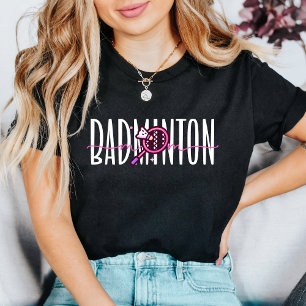 Badminton-Mama Pink-Schläger-Layered-Typografie Tri-Blend Shirt