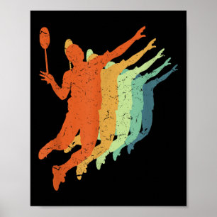 Badminton, Männer Frauen Kinder, Retro, Vintage, B Poster