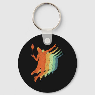 Badminton, Männer Frauen Kinder, Retro, Vintage, B Schlüsselanhänger