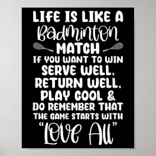 Badminton-Match-Sport-Spieler-Schläger-Shuttle-Spi Poster