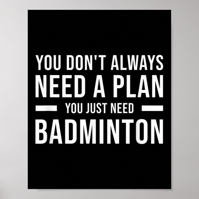 Badminton Men Women Kinder Funny Poster (Vorne)