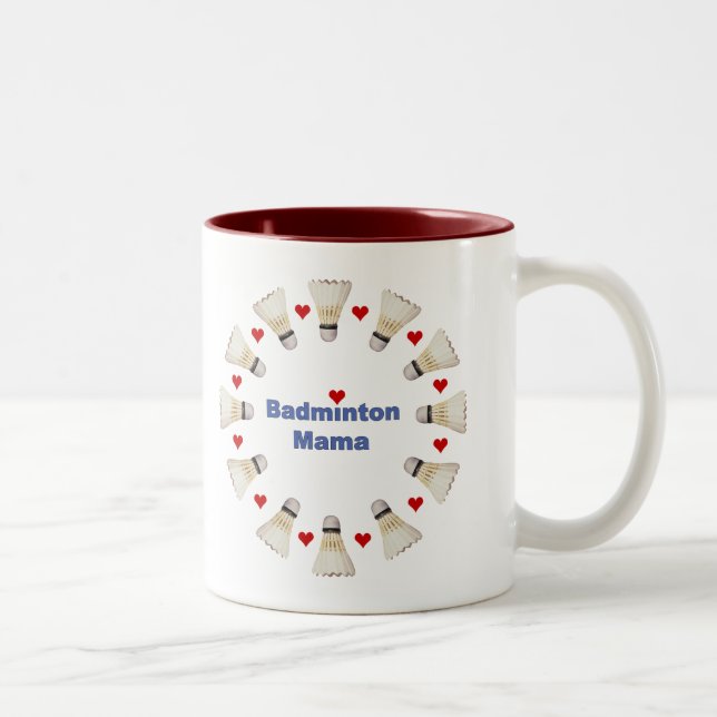 Badminton-Mutter Hearts Zweifarbige Tasse (Rechts)
