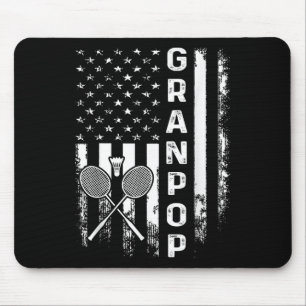 Badminton Opa Amerikanische Flagge Vintage Weihnac Mousepad