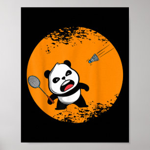 Badminton Panda Bär Strauch Spirit Tier Riesen Rol Poster