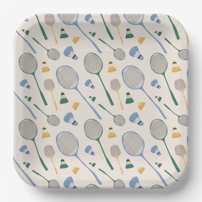 Badminton Pappteller (Vorderseite)