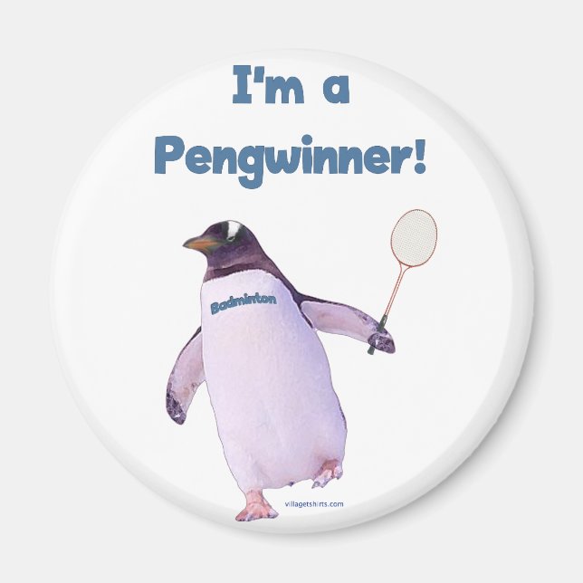 Badminton Penguin Magnet (Vorne)
