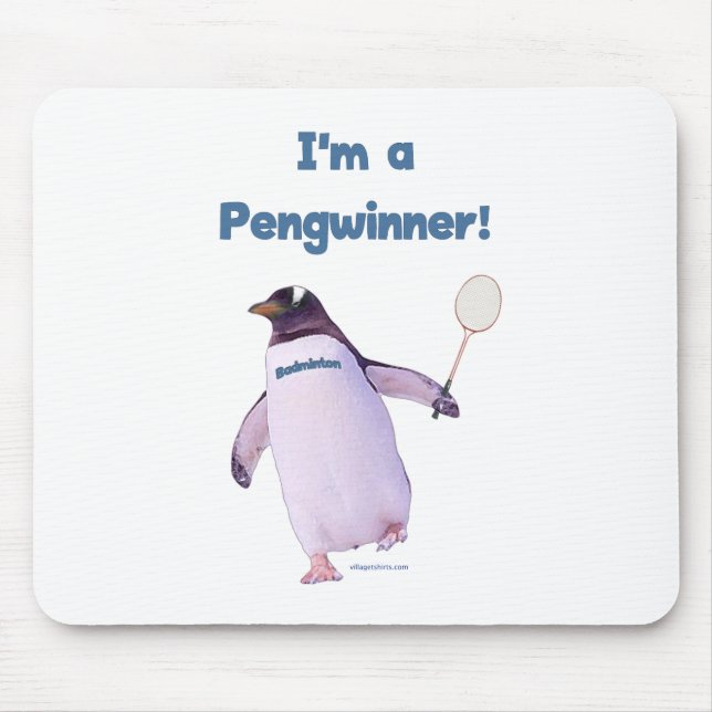 Badminton-Pinguin Mousepad (Vorne)