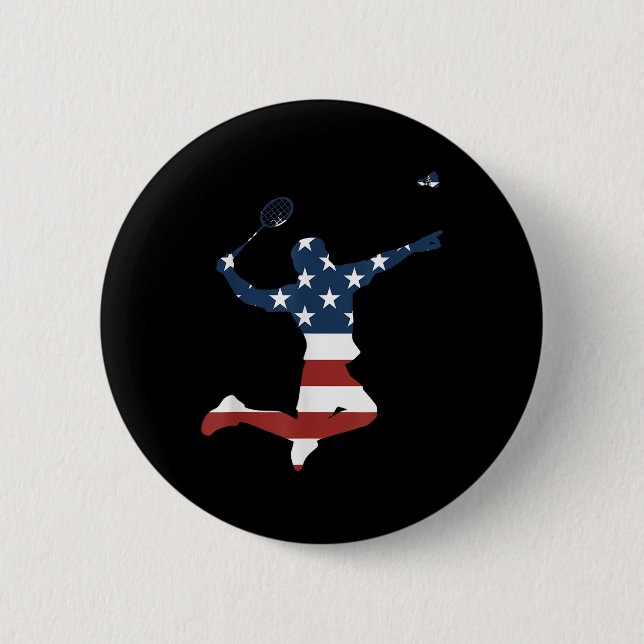 Badminton Player American Flag Apparel Badminton P Button (Vorderseite)