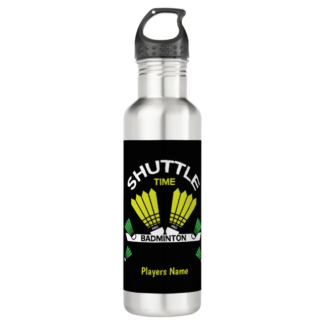 Badminton Player Battledon Sports Edelstahlflasche (Vorderseite)
