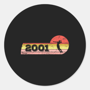 Badminton-Player Geboren 2001 Geburtstag Vintage F Runder Aufkleber