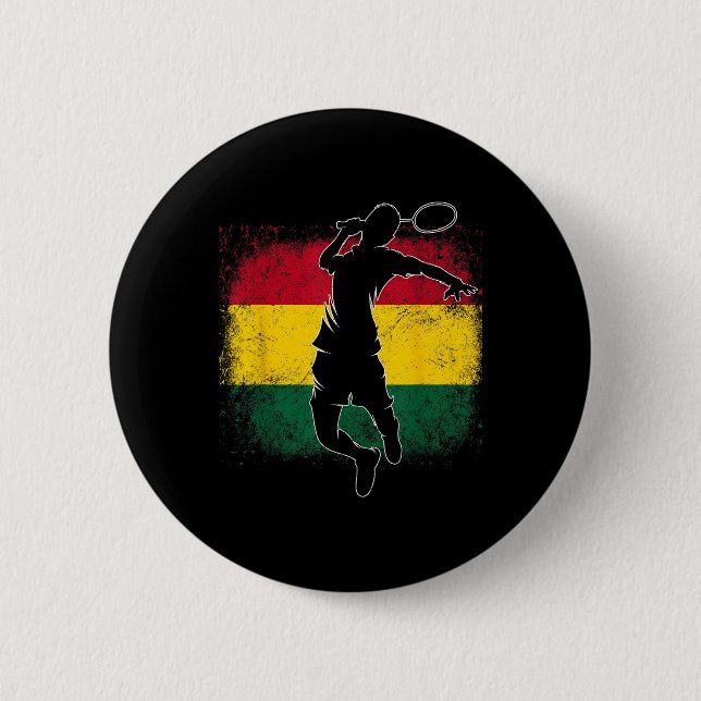Badminton Player Ghanaian Flag Ghana Button (Vorderseite)