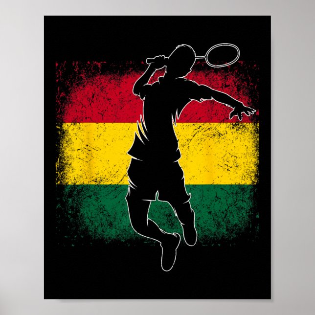 Badminton Player Ghanaian Flag Ghana Poster (Vorne)